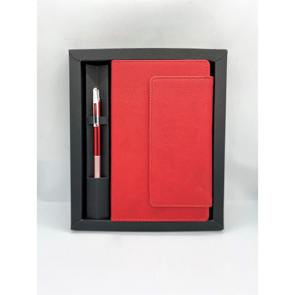 Gold Notebook 13x21 Lüks Kutulu Set Kırmızı