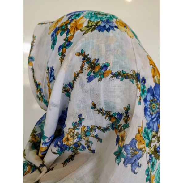 Algelsineve Yeşilim Kroşetalı Yazma, yemeni, telbent, baş örtüsü100x100cm, - 2