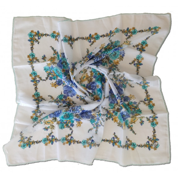 Algelsineve Yeşilim Kroşetalı Yazma, yemeni, telbent, baş örtüsü100x100cm, - 3