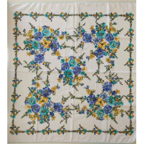Algelsineve Yeşilim Kroşetalı Yazma, yemeni, telbent, baş örtüsü100x100cm, - 4