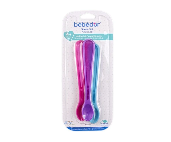 Bebedor 9558 Yumuşak Uçlu Bebek Kaşık Seti Mor