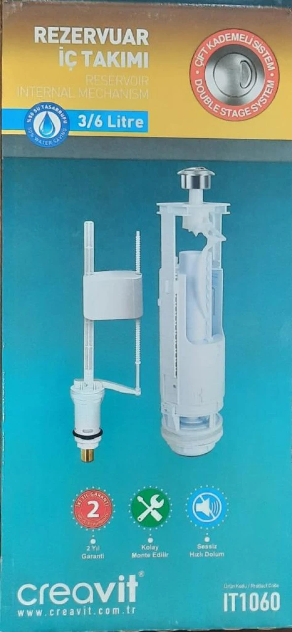 Creavit Klozet İç Takım Çift Kademeli Basmalı Sistem IT1060 3/6 LT - 3