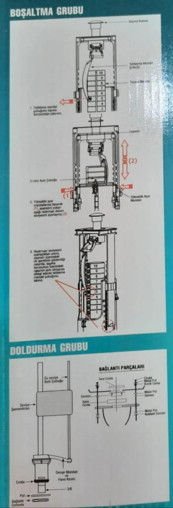 Creavit Klozet İç Takım Çift Kademeli Basmalı Sistem IT1060 3/6 LT - 4