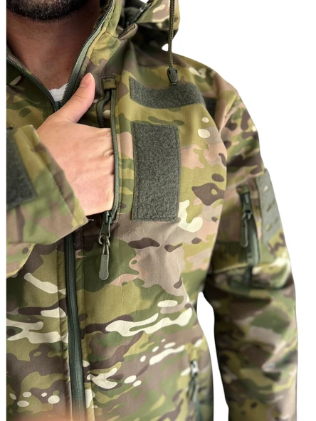 Softshell Soğuk İklim Kamuflaj Mont Pantolon Takım - 4