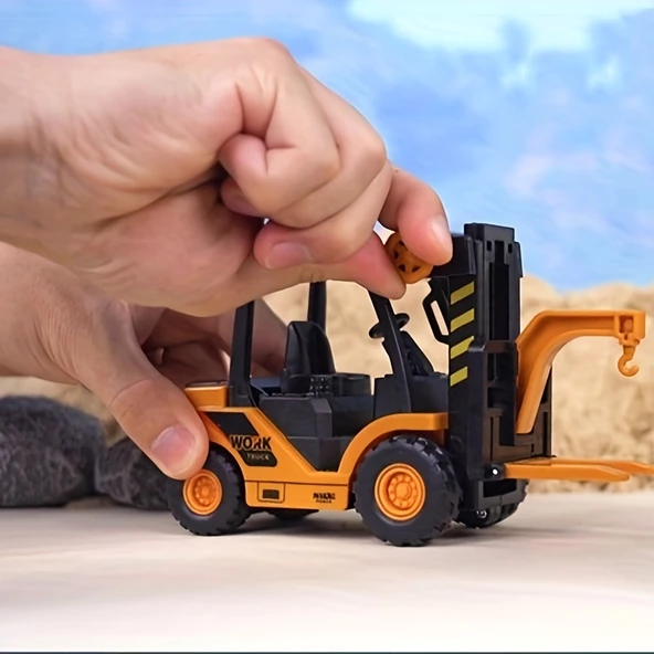 Farbu Sürtmeli Hareketli Kaldıraçlı Forklift 706-39, Sürtmeli Oyuncak İnşaat Arabası - 7
