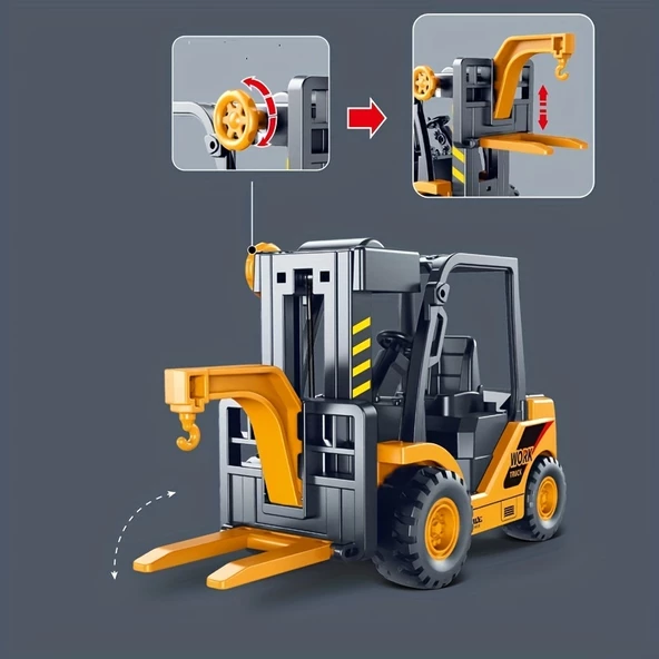 Farbu Sürtmeli Hareketli Kaldıraçlı Forklift 706-39, Sürtmeli Oyuncak İnşaat Arabası - 4