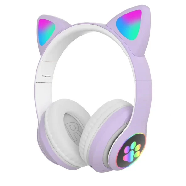 Karler Stn-28 Kedi Kulak Led Işıklı Kablosuz Bluetooth Mikronlu Hafıza Kartı Girişli Kulaklık - 2