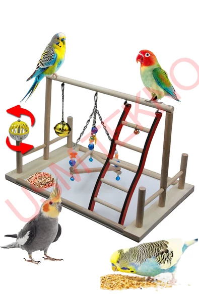 Kuş Oyuncağı Kuş Oyun Parkı Muhabbet Kuşu Papağan Oyuncağı Kuş Aksesuarları - Resim 2