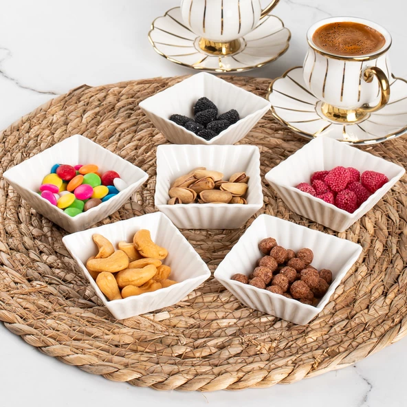 Porsima Bone 15690 6lı Sunumluk Kase Mini Çerezlik Şekerlik Reçellik Sosluk Çerezlik Kase Seti - Resim 4