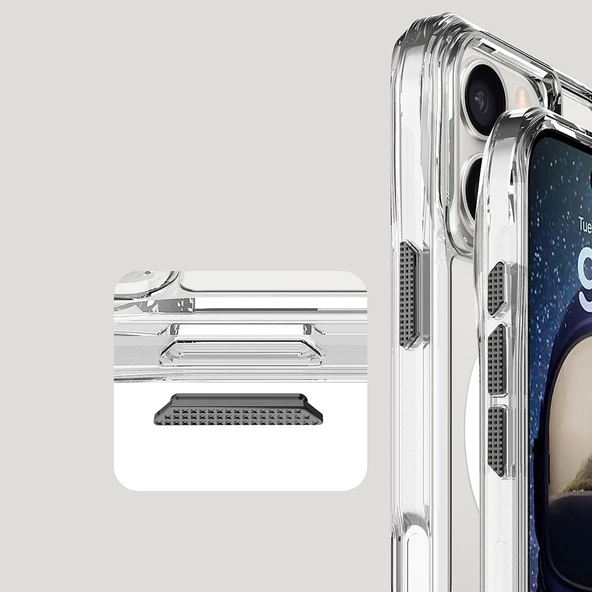 Apple iPhone 16 Pro Max Kılıf M-safe Şarj Özellikli Airbagli Şeffaf Zore İncek Kapak - 7