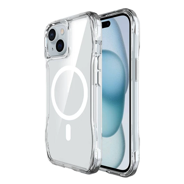 Apple iPhone 15 Kılıf M-safe Şarj Özellikli Airbagli Şeffaf Zore İncek Kapak - 12