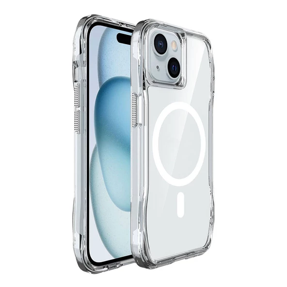 Apple iPhone 15 Kılıf M-safe Şarj Özellikli Airbagli Şeffaf Zore İncek Kapak - 2