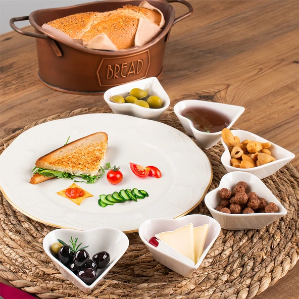 Porsima Bone 15689 6lı Kalpli Sunumluk Kase Mini Çerezlik Şekerlik Reçellik Sosluk Çerezlik Kase Seti - 4