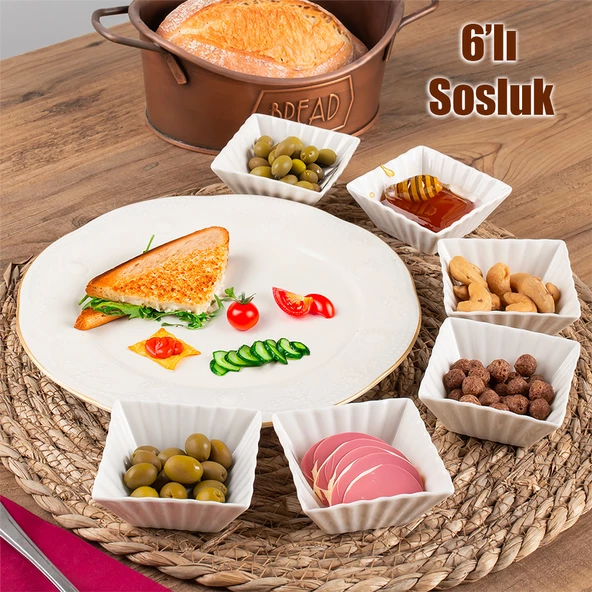 Porsima Bone 15690 6lı Sunumluk Kase Mini Çerezlik Şekerlik Reçellik Sosluk Çerezlik Kase Seti - Resim 3