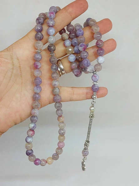 Turmalin Taşı Ebruli Renkler 99luk Tesbih 8mm (19445) - Resim 5