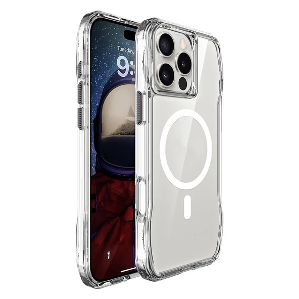 Apple iPhone 16 Pro Kılıf M-safe Şarj Özellikli Airbagli Şeffaf Zore İncek Kapak - 2