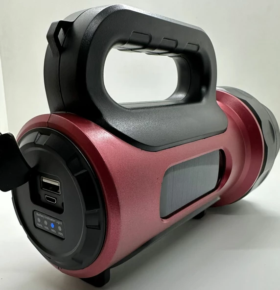 PS-T93 30w Uzun Menzilli Solar Güneş Panelli Powerbank+USB Çıkış S.O.S lu Ultra Güçlü Ledli Şarjlı Fener - 2