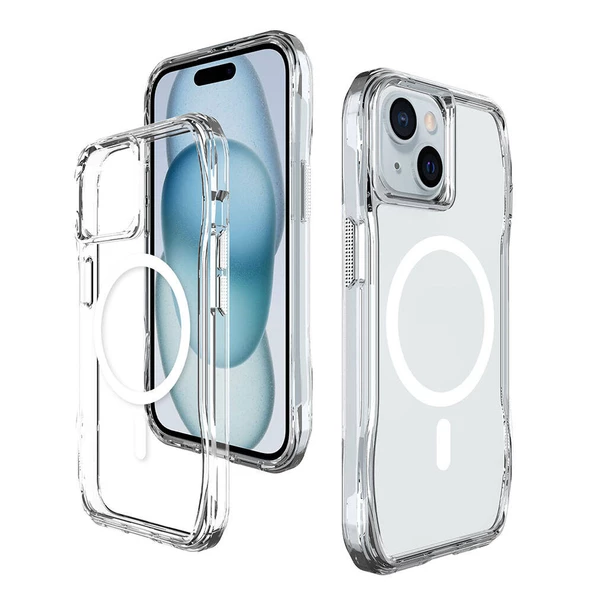 Apple iPhone 15 Kılıf M-safe Şarj Özellikli Airbagli Şeffaf Zore İncek Kapak - 4