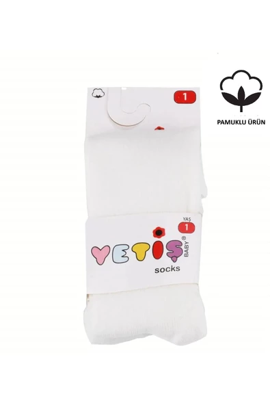Penye Kız Kilotlu Çorap Beyaz bipamuk - Resim 5