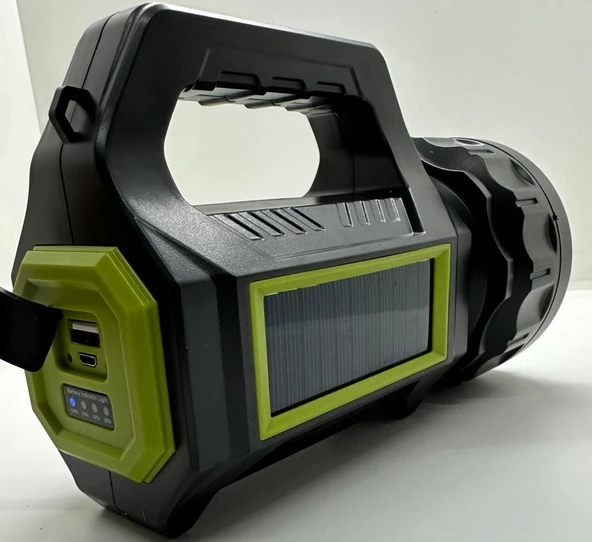 PS-T95 30w Uzun Menzilli Solar Güneş Panelli Powerbank+USB Çıkış S.O.S lu Ultra Güçlü Ledli Şarjlı Fener - 2