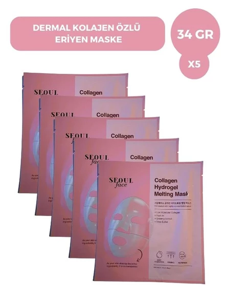 DERMAL SEOULFACE COLLAGEN HYDROGEL MELTING MASK 34g 5 Adet