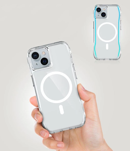 Apple iPhone 15 Kılıf M-safe Şarj Özellikli Airbagli Şeffaf Zore İncek Kapak - 10