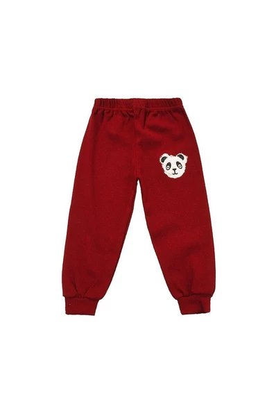 Panda Nakışlı Unisex Bebek Alt Bordo bipamuk - 2