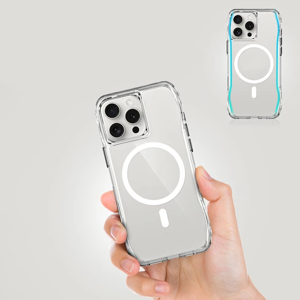 Apple iPhone 16 Pro Kılıf M-safe Şarj Özellikli Airbagli Şeffaf Zore İncek Kapak - 11