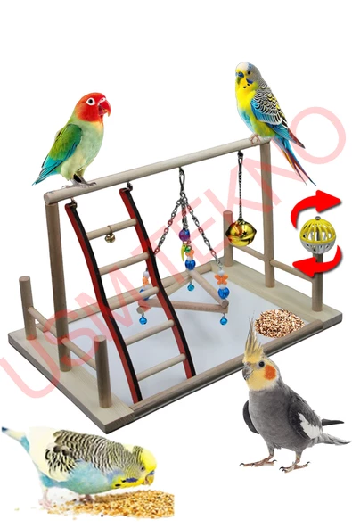 Kuş Oyuncağı Kuş Oyun Parkı Muhabbet Kuşu Papağan Oyuncağı Kuş Aksesuarları - Resim 8