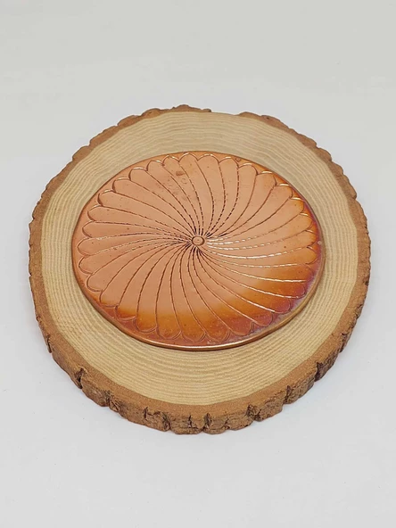 Dekoratif Otantik El Yapımı Spiral Desen Bakır Bardak Altlığı 1/Adet - Resim 4