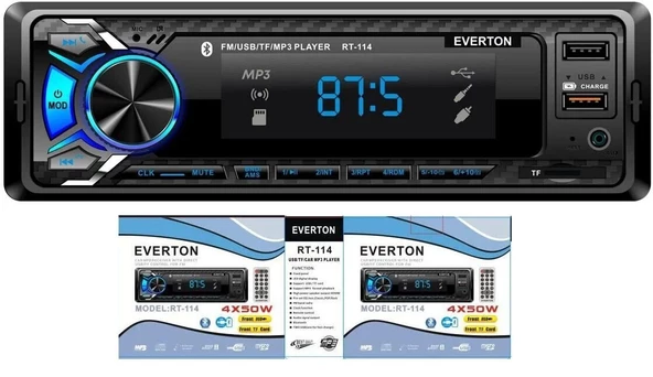 Everton RT-114 ÇİFT USB'li USB-SD-FM-AUX- Bluetooth Oto Teyp 4x50 Watt