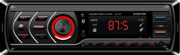 Everton RT-107 ÇİFT USB'li USB-SD-FM-AUX- Bluetooth Oto Teyp 4x50 Watt