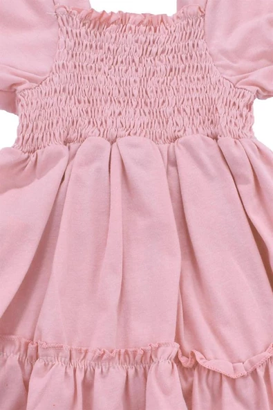 Fiyonklu Gipeli Kız Bebek Elbise Pudra bipamuk - Resim 4