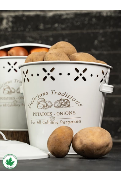 Lüx Metal Patates Soğanlık Kovası Sebze Saklama Kabı - Resim 2