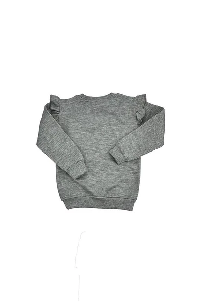Ayıcıklı FırFır Kollu Kız Bebek Sweat Gri bipamuk - 5