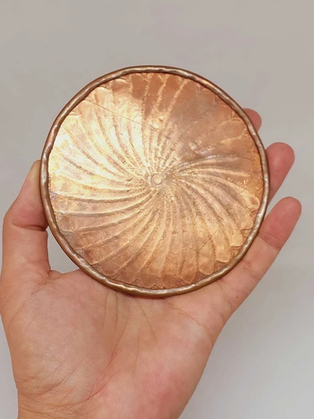 Dekoratif Otantik El Yapımı Spiral Desen Bakır Bardak Altlığı 1/Adet - Resim 5