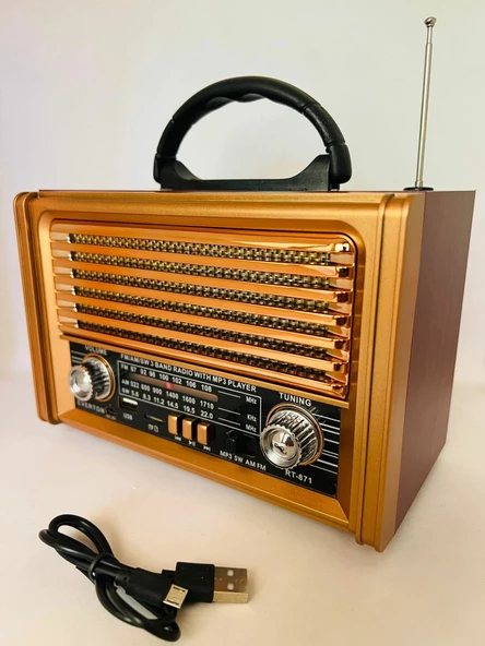 Everton RT-871 Bluetooth Nostalji ,Şarjlı 3 Band Radyo ,usb, sd ,Aux, mp3 Müzik Kutusu