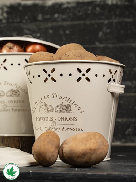 Lüx Metal Patates Soğanlık Kovası Sebze Saklama Kabı - Resim 7