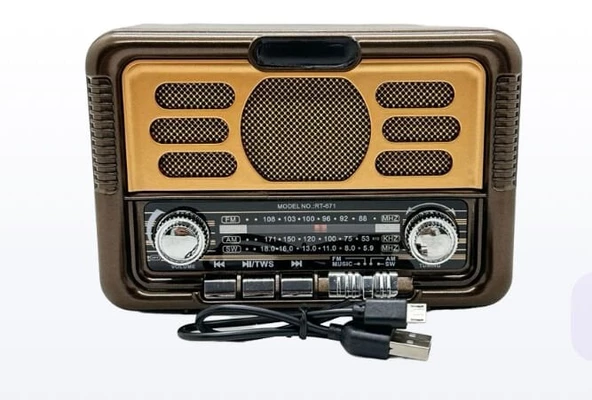 Everton RT-671 Orta Boy Solar Güneş Enerjili Bluetooth, Nostalji , FM/AM/SW 3 Band Radyo ,usb, sd ,Aux mp3 player - 2