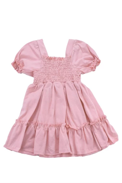 Fiyonklu Gipeli Kız Bebek Elbise Pudra bipamuk - Resim 7