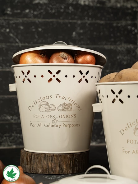 Lüx Metal Patates Soğanlık Kovası Sebze Saklama Kabı - Resim 9