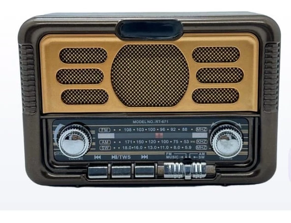 Everton RT-671 Orta Boy Solar Güneş Enerjili Bluetooth, Nostalji , FM/AM/SW 3 Band Radyo ,usb, sd ,Aux mp3 player - 4