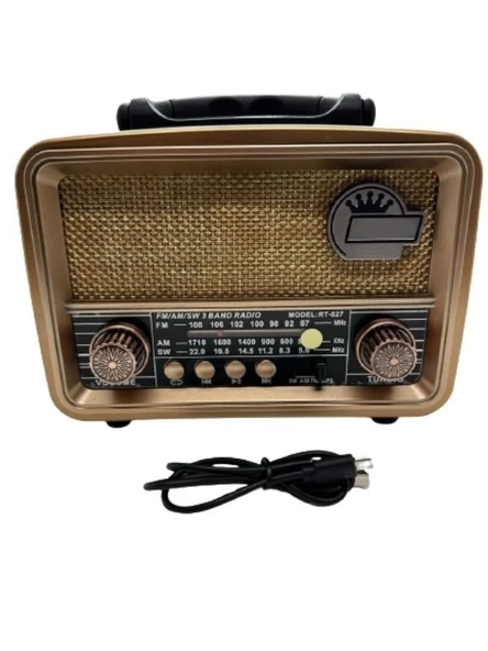 Ataşbey RT-827 Orta Boy Solar Güneş Enerjili Bluetooth, Nostalji , FM/AM/SW 3 Band Radyo ,usb, sd ,Aux mp3 player