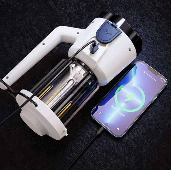 Or-22020 Uzun Menzilli Powerbank Usb Çıkış Ultra Güçlü Ledli Şarjlı Feneri ve Askılı Fanus Gün Işığı - 3