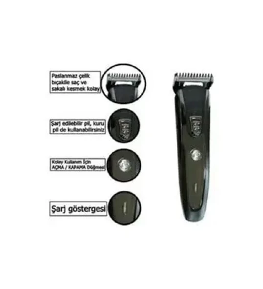 IP-1019 Profesyonel Şarjlı Saç Sakal Kesme Tıraş Traş Makinesi Seti - 4