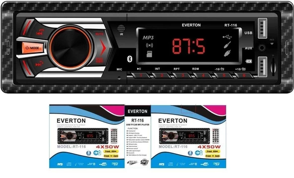 Everton RT-116 ÇİFT USB'li USB-SD-FM-AUX- Bluetooth Oto Teyp 4x50 Watt