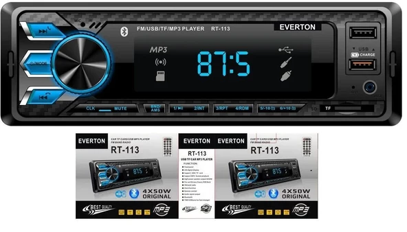 Everton RT-113 ÇİFT USB'li USB-SD-FM-AUX- Bluetooth Oto Teyp 4x50 Watt