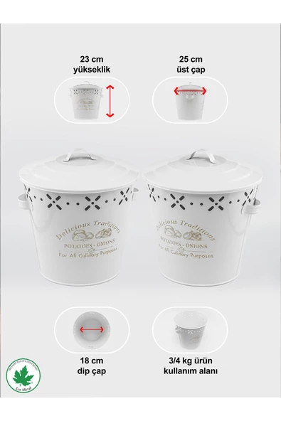 Lüx Metal Patates Soğanlık Kovası Sebze Saklama Kabı - Resim 4