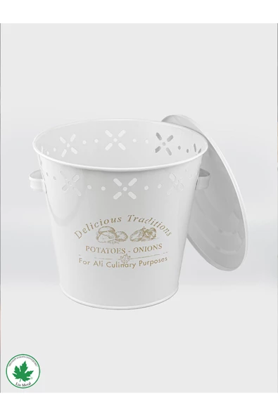 Lüx Metal Patates Soğanlık Kovası Sebze Saklama Kabı - Resim 6