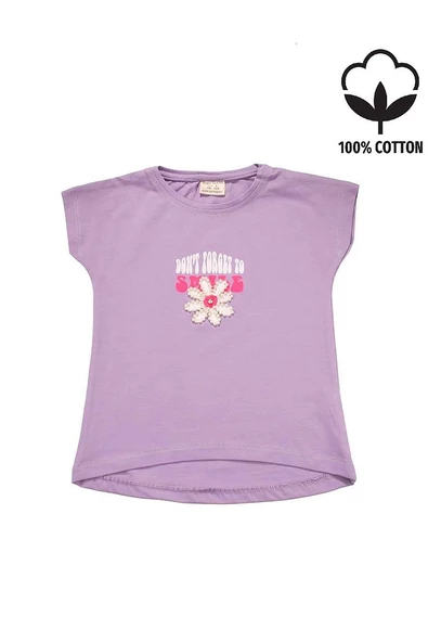 Boncuk İşlemeli Çiçekli Kız Bebek Tshirt bipamuk - 1